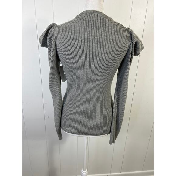 JOE’S Puff Shoulder Women's Gray Sleeve Ribbed Top Size XS $148 NWOT - Picture 3 of 7